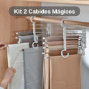 Kit Com 2 Cabides Multiuso 5 em 1 Aço Inox Guarda Roupa Organizador Cabideiro de Calças Camisetas
